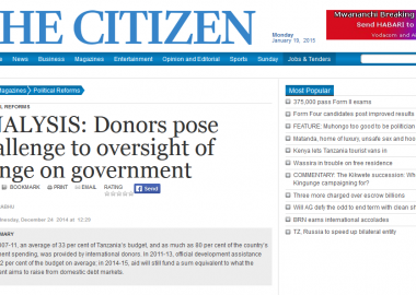 ARI blog article Donors and Dodoma featured in Tanzania daily, the Citizen